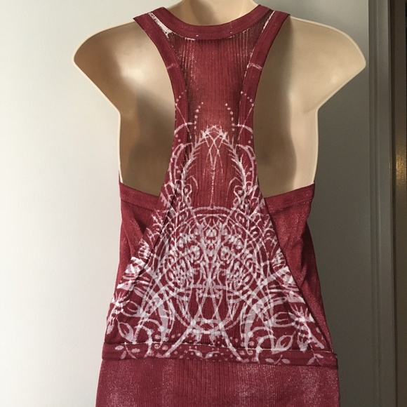 KENZO Burgundy + White Tie Front Cotton Tank M - Picture 3 of 5